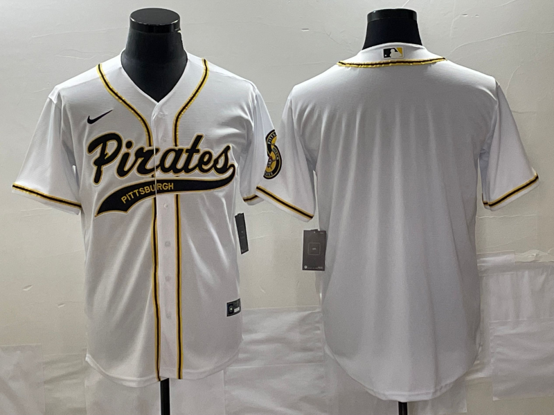 Men's Pittsburgh Pirates White Blank Replica Jersey1 Joint Edition baseball jersey product view 1