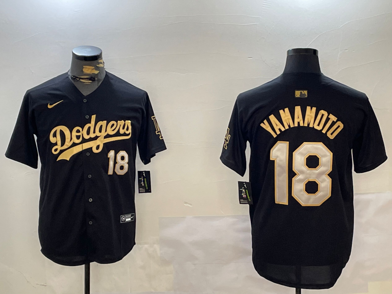 Men's Los Angeles Dodgers Yoshinobu Yamamoto Black Game Jersey baseball jersey product view 1