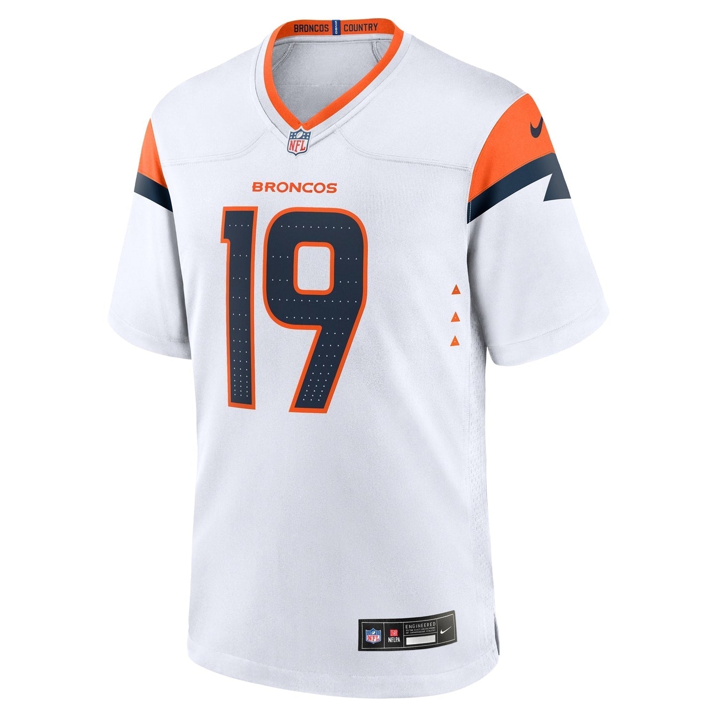 Marvin Mims Jr Denver Broncos Game Jersey - White football jersey product view 2
