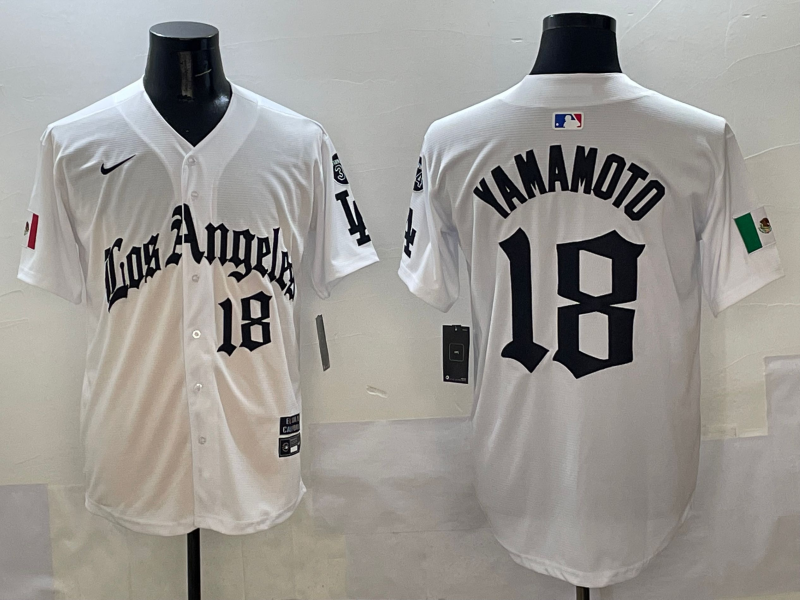 Men's Los Angeles Dodgers Yoshinobu Yamamoto White Team Player Jersey baseball jersey product view 1