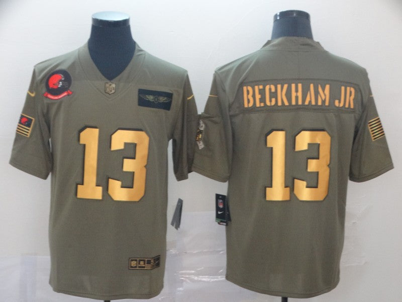 Men's Cleveland Browns Odell Beckham Jr. Olive Game Player Jersey1 football jersey product view 1