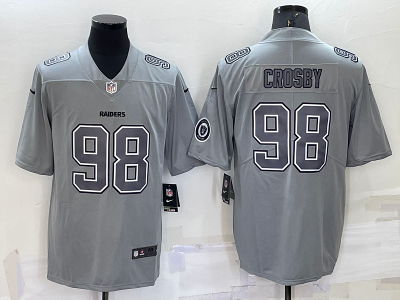 Men's Las Vegas Raiders Maxx Crosby #98 Gray Atmosphere Fashion Game Jersey1 football jersey product view 1