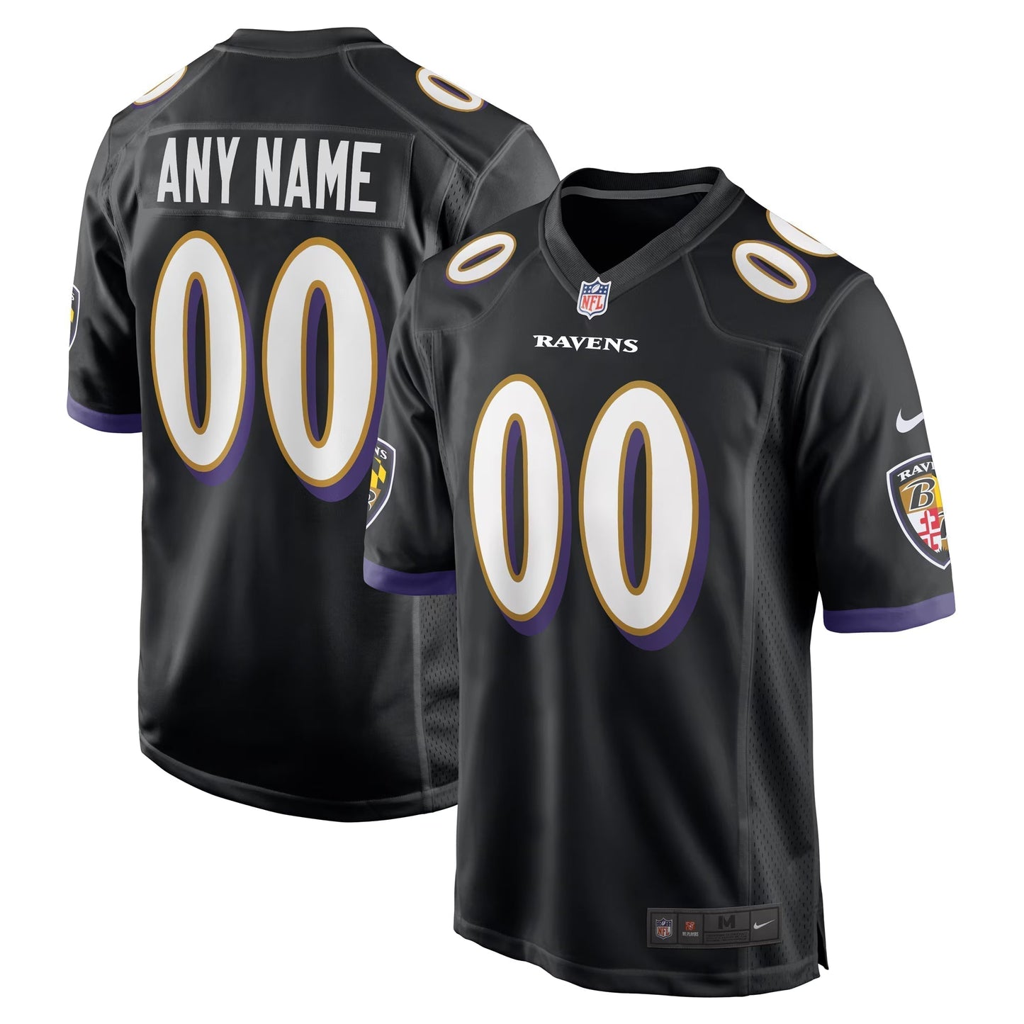 Baltimore Ravens Black Alternate Custom Game Jersey football jersey product view 1