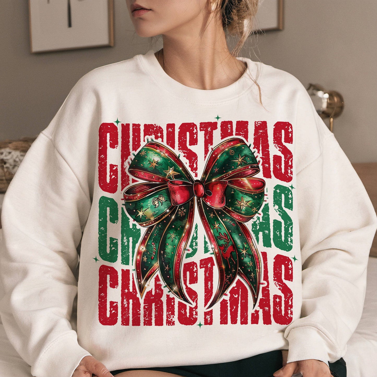 Christmas Coquette Bow Retro Shirt, Girly Holiday 2024 Unisex T-shirt, Sweatshirt, Hoodie, Long Sleeve Tee - T-Shirt, Sweatshirt, Hoodie
