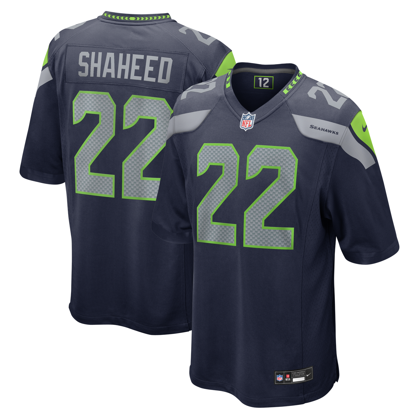 Seattle Seahawks Rashid Shaheed College Navy Team Game Jersey football jersey product view 1