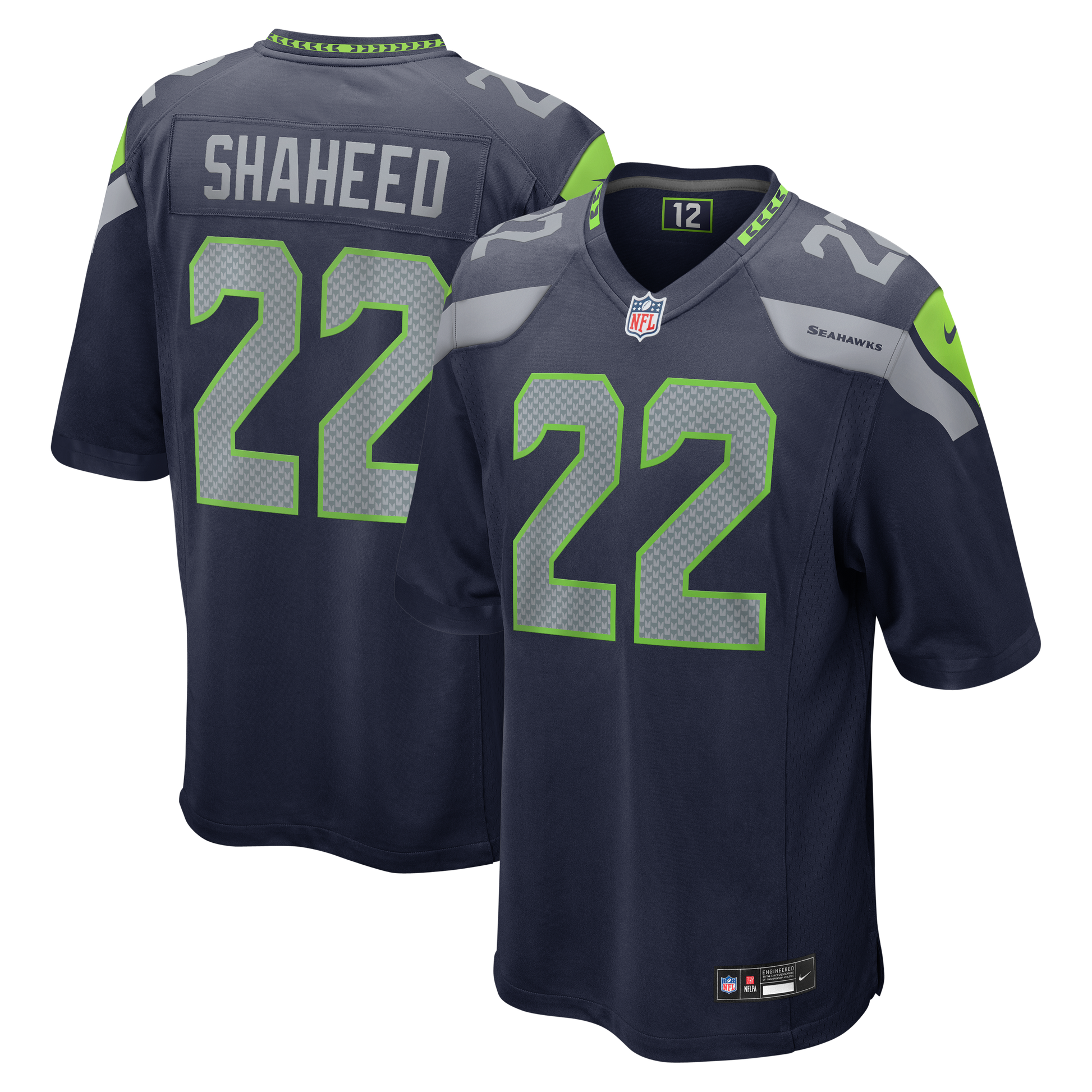 Seattle Seahawks Rashid Shaheed College Navy Team Game Jersey football jersey product view 1