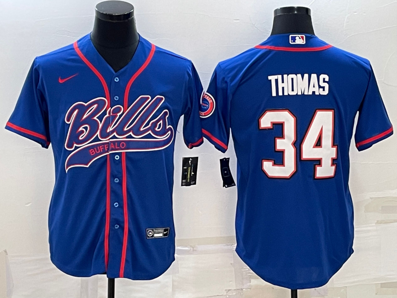 Men's Buffalo Bills Thurman Thomas #34 Royal Game Jersey1 Joint Edition football jersey product view 1