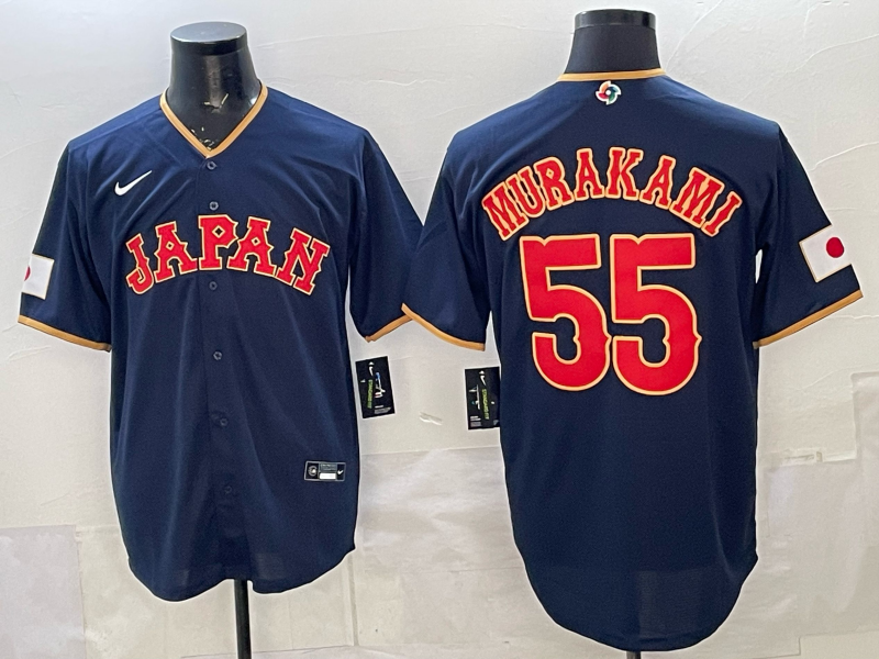 Men's Japan Baseball Munetaka Murakami #55 Navy 2026 World Baseball Classic Stadium Jersey baseball jersey product view 1