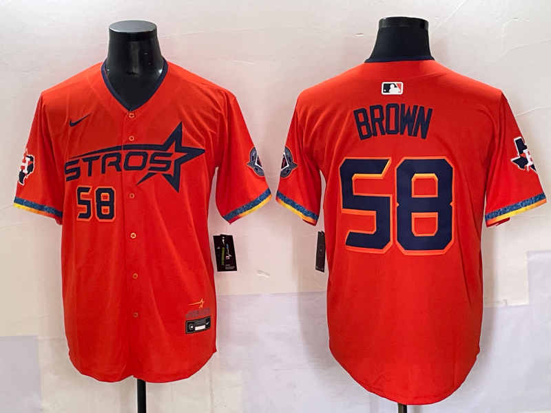 Men's Houston Astros Hunter Brown Orange 2025 City Connect Limited Player Jersey baseball jersey product view 1