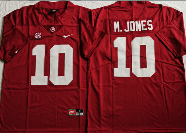 Men's Alabama Crimson Tide Mac Jones Crimson Player Game Jersey sports jersey product view 1
