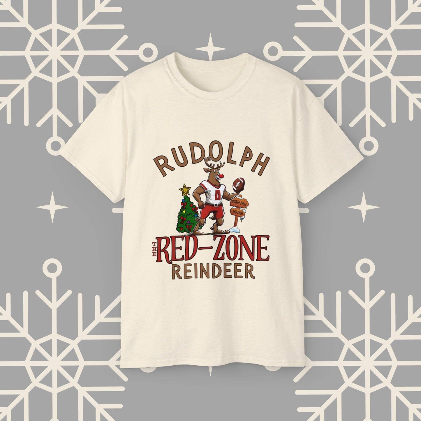 Rudolph Football Christmas Tee, Holiday Xmas Gifts Unisex T-shirt, Sweatshirt, Hoodie, Long Sleeve Tee - T-Shirt, Sweatshirt, Hoodie