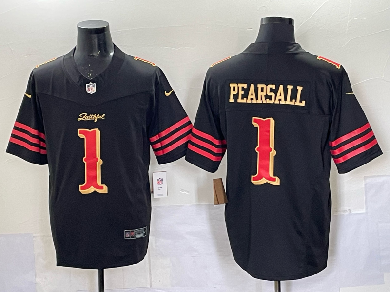 Men's San Francisco 49ers Ricky Pearsall Black 2025 Rivalries Collection Game Jersey football jersey product view 1
