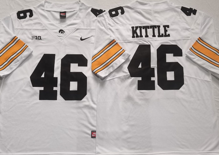 Men's Iowa Hawkeyes George Kittle #46 White Team Player Game Jersey sports jersey product view 1