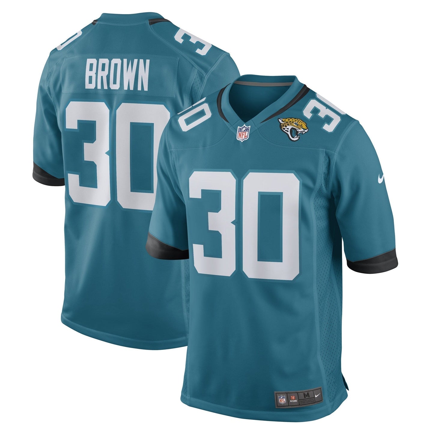 Montaric Brown Jacksonville Jaguars Game Jersey - Teal football jersey product view 1