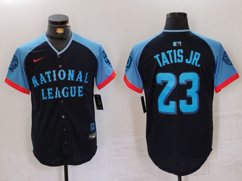 Men's National League Fernando Tatis Jr. Navy 2024 MLB All-Star Game Limited Player Jersey baseball jersey product view 1