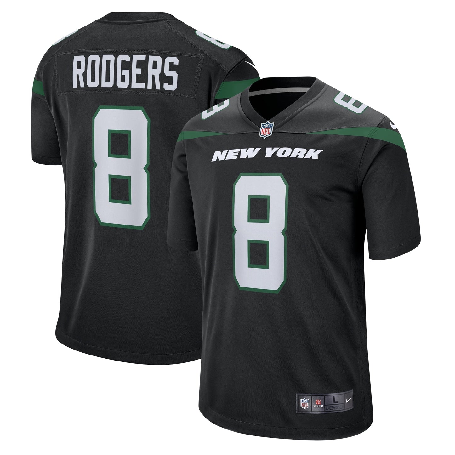 Aaron Rodgers New York Jets Game Jersey - Black football jersey product view 1