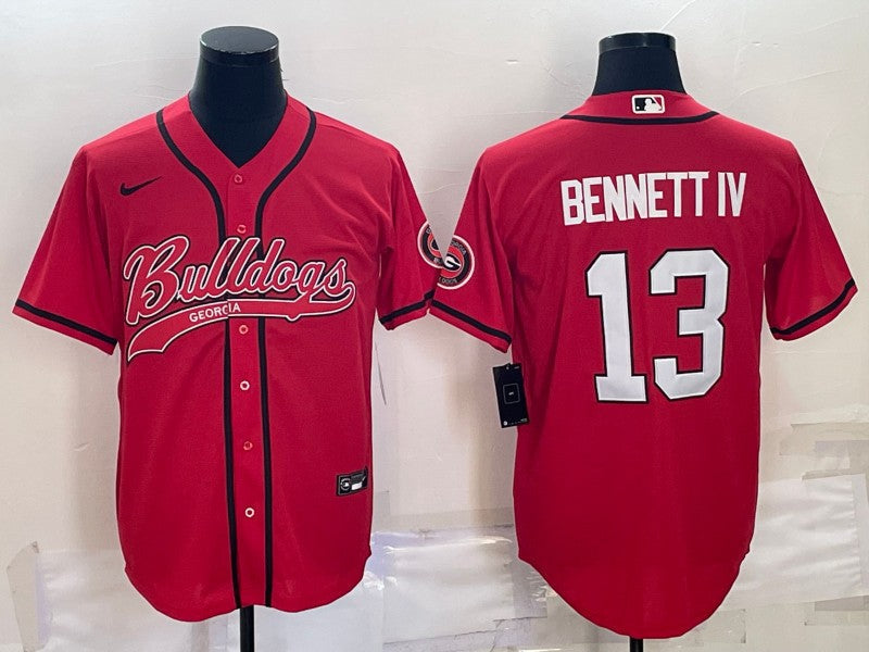 Men's Georgia Bulldogs Stetson Bennett #13 Red Game Player Jersey sports jersey product view 1