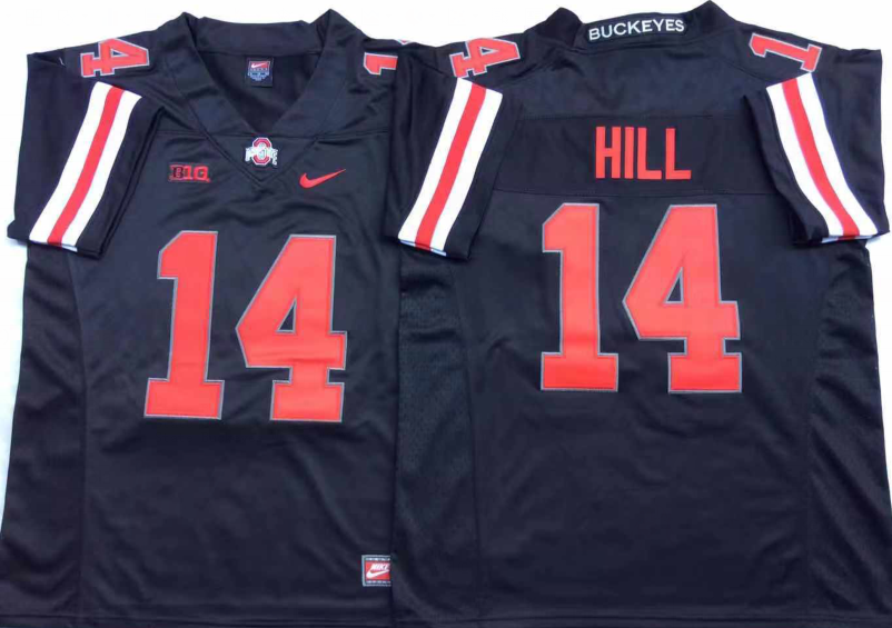 Men's Ohio State Buckeyes K.J. Hill Black Player Game Jersey sports jersey product view 1