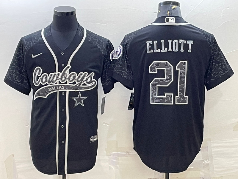 Men's Dallas Cowboys Ezekiel Elliott #21 Black RFLCTV Limited Jersey1 Joint Edition football jersey product view 1