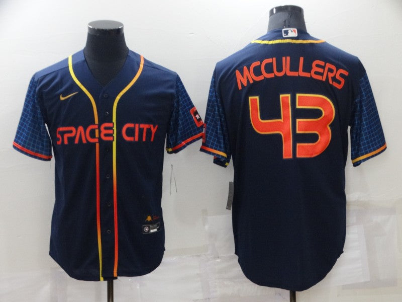 Men's Houston Astros Lance McCullers #43 Navy Space City Jersey baseball jersey product view 1