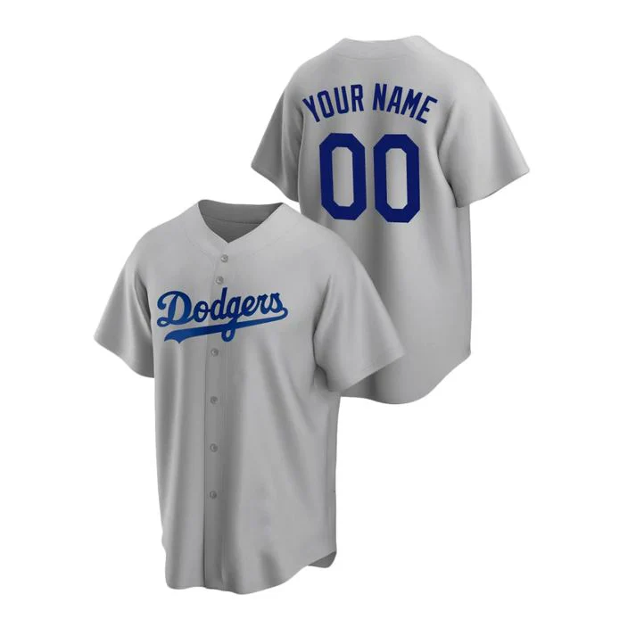 Men's Los Angeles Dodgers Gray Alternate Replica Custom Jersey baseball jersey product view 1