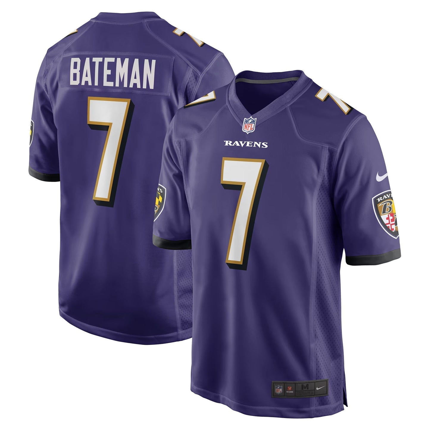 Baltimore Ravens Rashod Bateman Purple Game Player Jersey football jersey product view 1