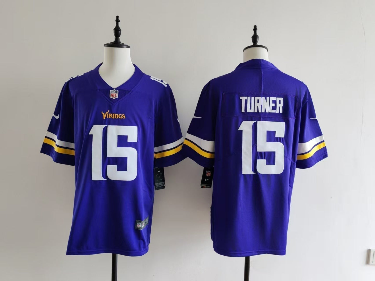 Men's Minnesota Vikings Dallas Turner Jersey - Purple#15 football jersey product view 1