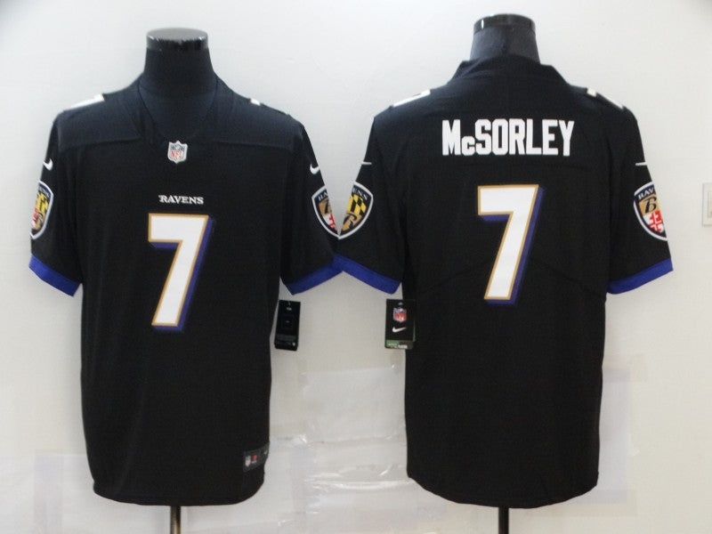 Men's Baltimore Ravens Trace McSorley #7 Black Game Jersey1 football jersey product view 1