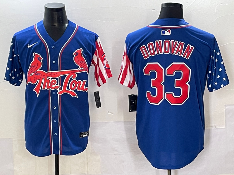 Men's St. Louis Cardinals Brendan Donovan #33 Royal Replica Player Jersey baseball jersey product view 1