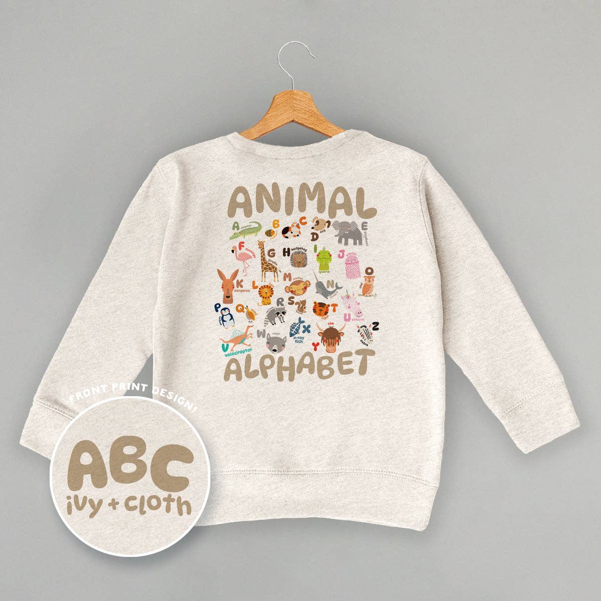 Abc Animals (Kids Back Print) Unisex T-shirt, Sweatshirt, Hoodie, Long Sleeve Tee - T-Shirt, Sweatshirt, Hoodie