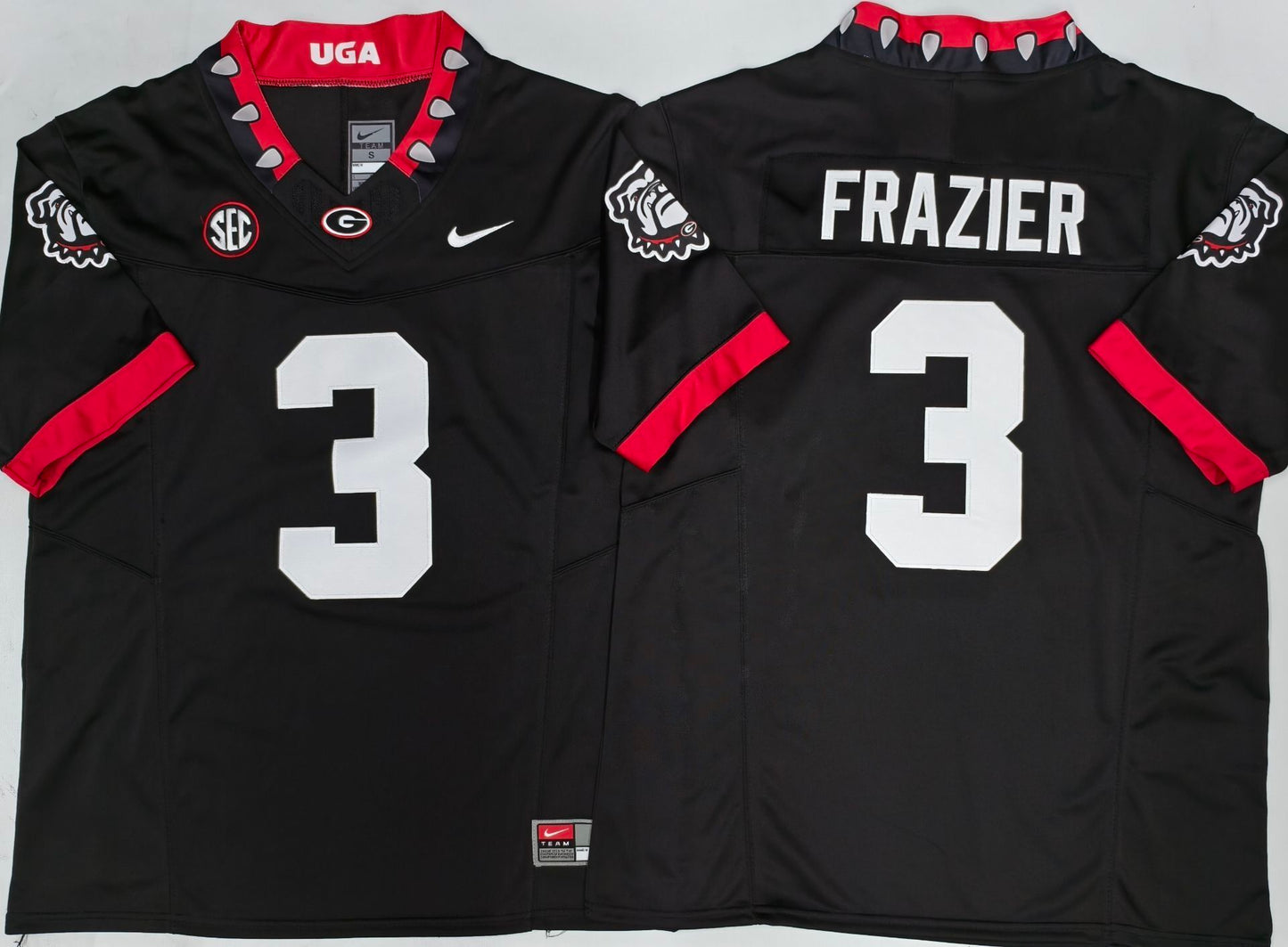 Men's Georgia Bulldogs Nate Frazier Black Game Jersey sports jersey product view 1