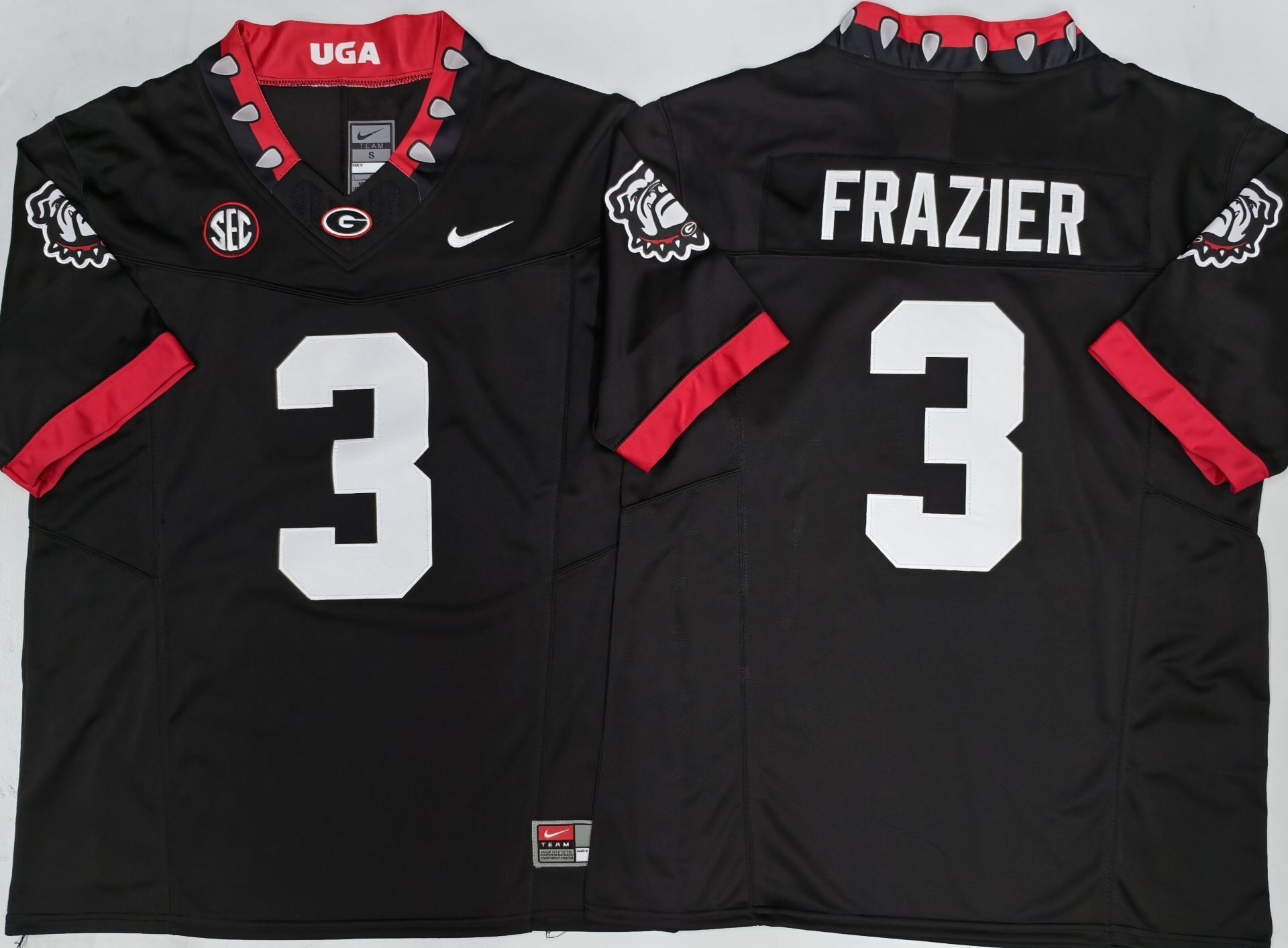 Men's Georgia Bulldogs Nate Frazier #3 Black Game Jersey sports jersey product view 1