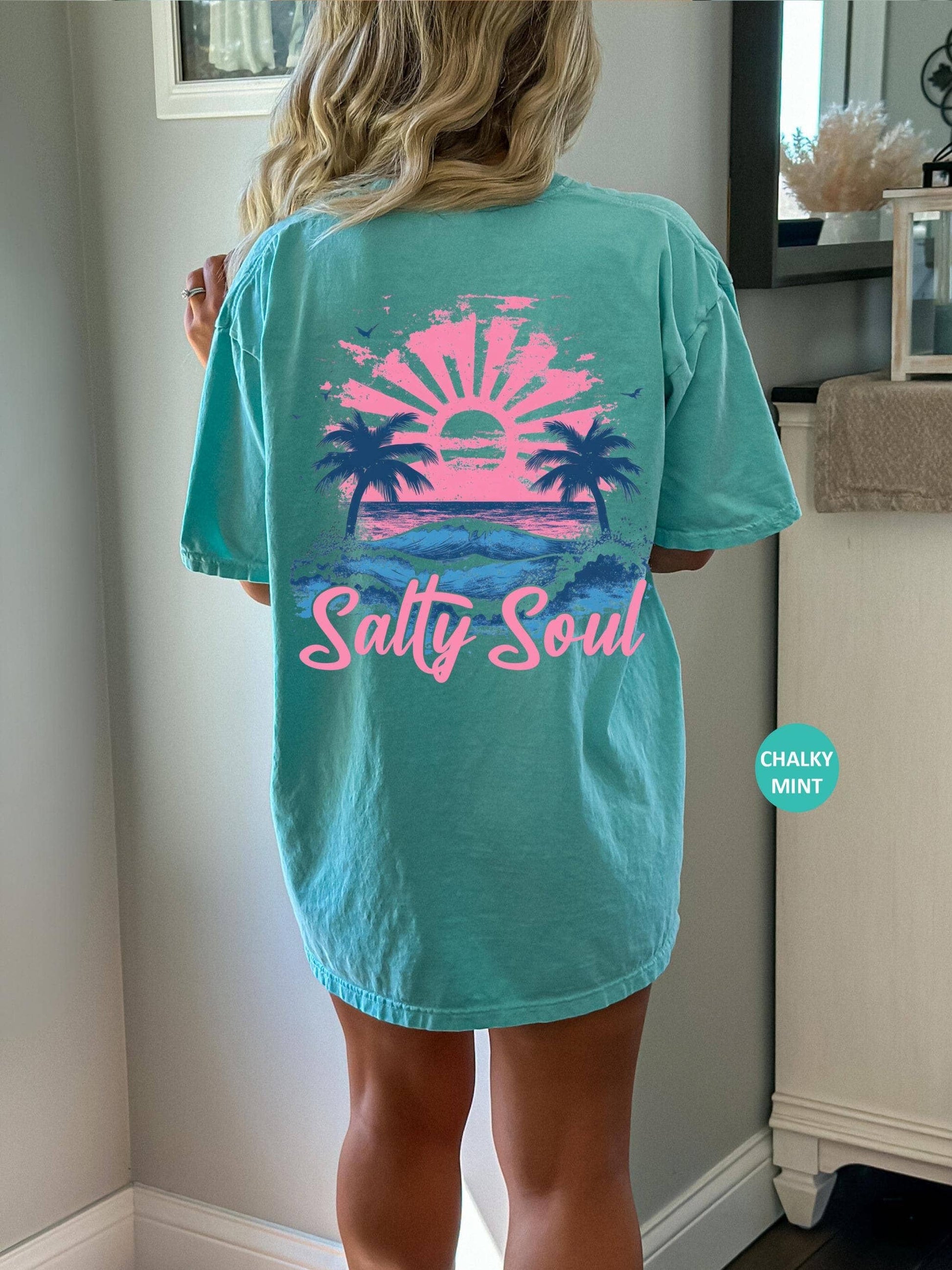 Salty Soul Retro Beach Graphic Summer Tee Shirt Unisex T-shirt, Sweatshirt, Hoodie, Long Sleeve Tee - T-Shirt, Sweatshirt, Hoodie