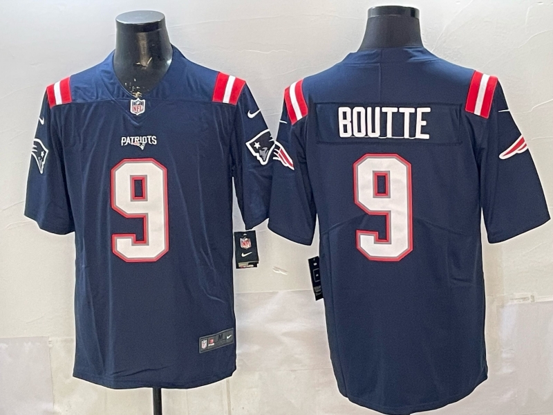 Men's New England Patriots Kayshon Boutte #9 Navy Game Jersey football jersey product view 1