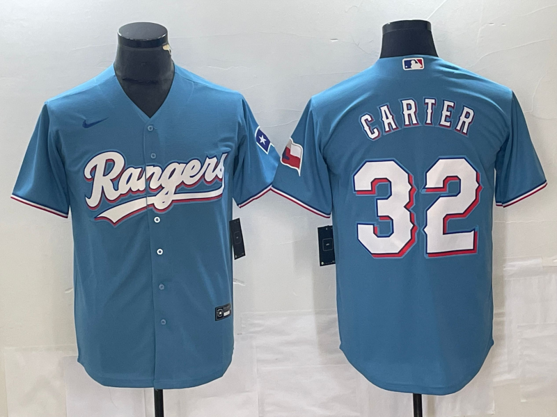 Men's Texas Rangers Evan Carter Light Blue Replica Player Jersey baseball jersey product view 1