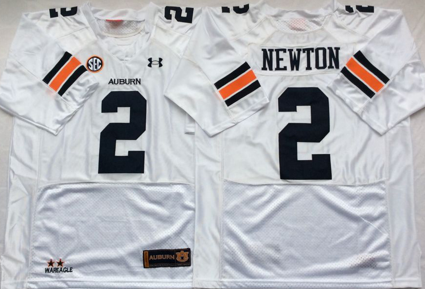 Men's Auburn Tigers Cam Newton White Team Player Game Jersey sports jersey product view 1