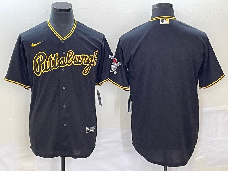 Men's Pittsburgh Pirates Black Blank Replica Team Jersey baseball jersey product view 1