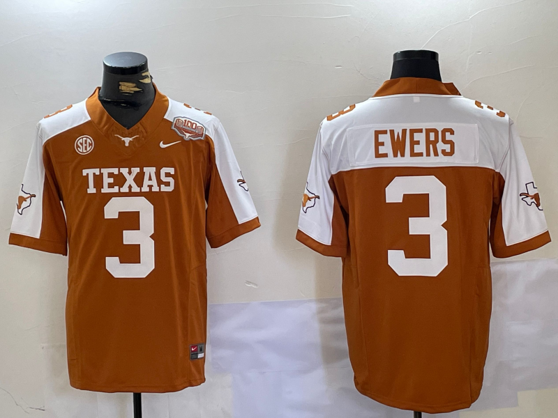 Men's Texas Longhorns Quinn Ewers Burnt Orange Game Jersey sports jersey product view 1