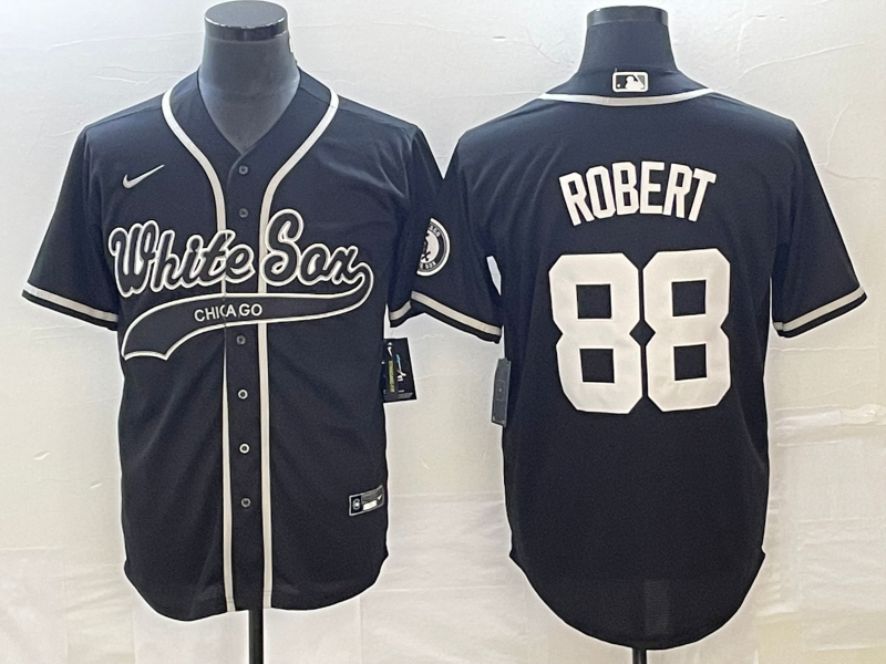 Men's Chicago White Sox Luis Robert Black Replica Player Jersey Joint Edition baseball jersey product view 1