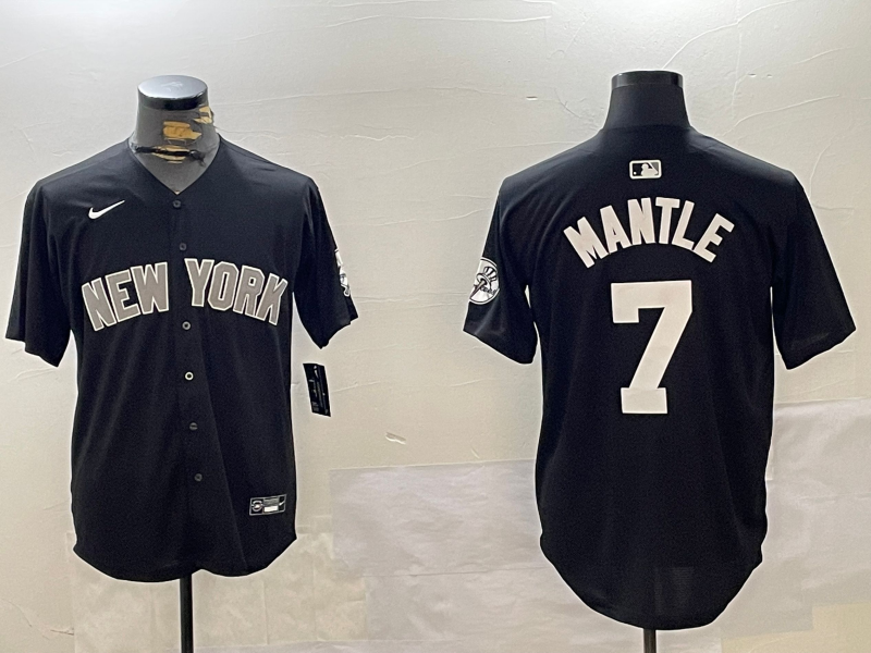 Men's New York Yankees Mickey Mantle #7 Black Game Jersey baseball jersey product view 1