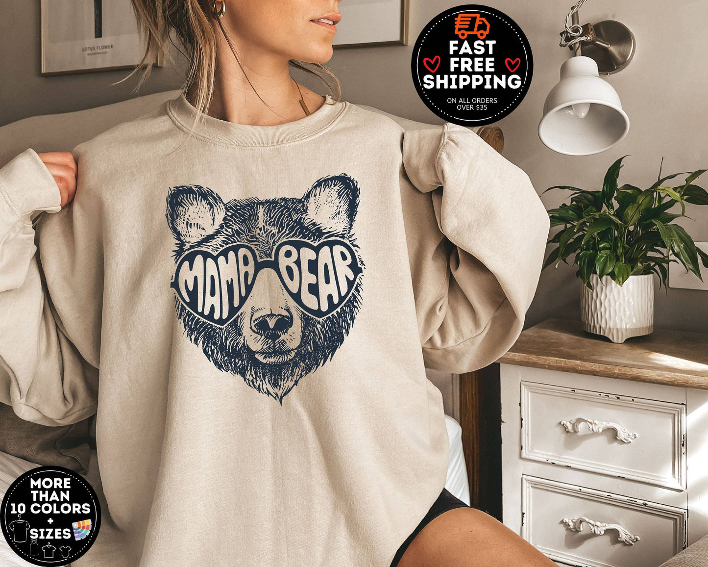 Mama Bear Crewneck Sweatshirt - Cute Mom Life Gift For Moms Unisex T-shirt, Sweatshirt, Hoodie, Long Sleeve Tee - T-Shirt, Sweatshirt, Hoodie