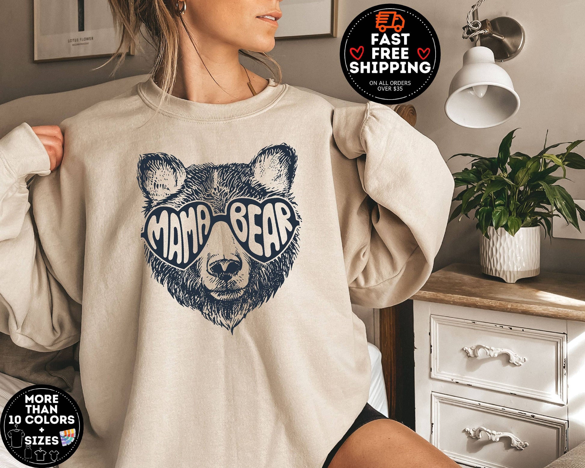 Mama Bear Crewneck Sweatshirt - Cute Mom Life Gift For Moms Unisex T-shirt, Sweatshirt, Hoodie, Long Sleeve Tee - T-Shirt, Sweatshirt, Hoodie