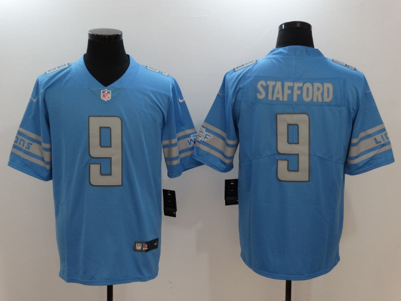 Men's Detroit Lions Matthew Stafford #9 Blue Player Game Jersey1 football jersey product view 1