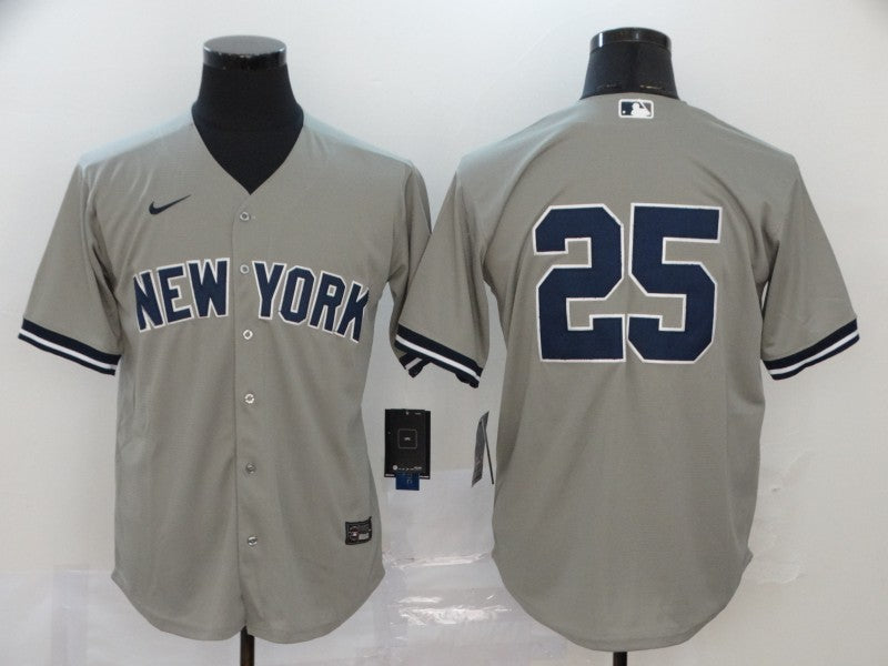 Men's New York Yankees Jason Giambi #25 Gray Replica Player Name Jersey baseball jersey product view 1