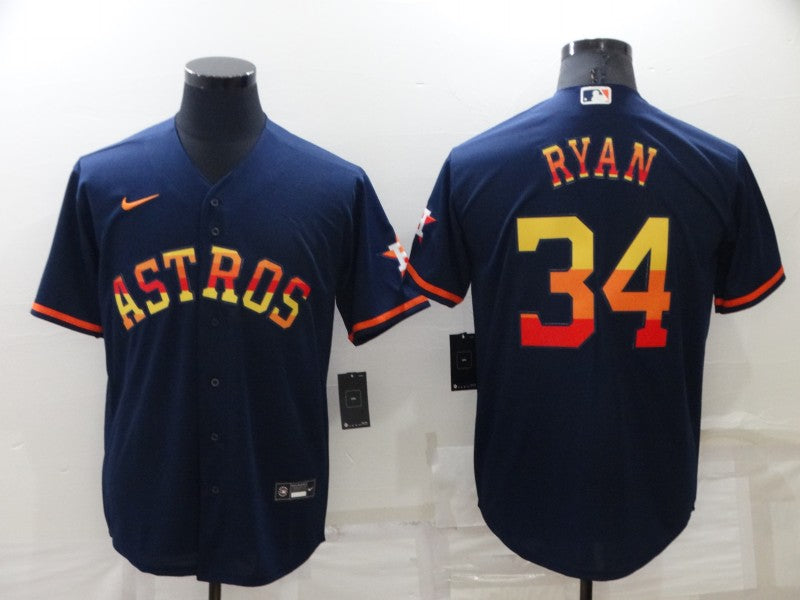 Men's Houston Astros Nolan Ryan #34 Navy Replica Player Jersey baseball jersey product view 1