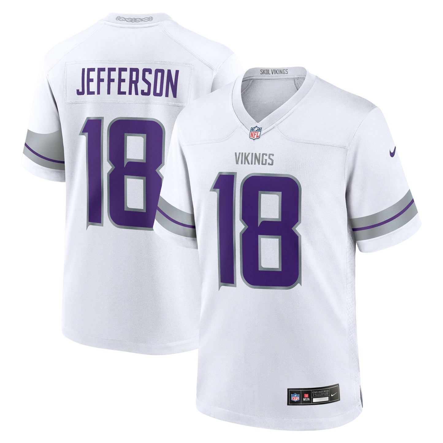 Minnesota Vikings Justin Jefferson White Alternate Game Player Jersey football jersey product view 1