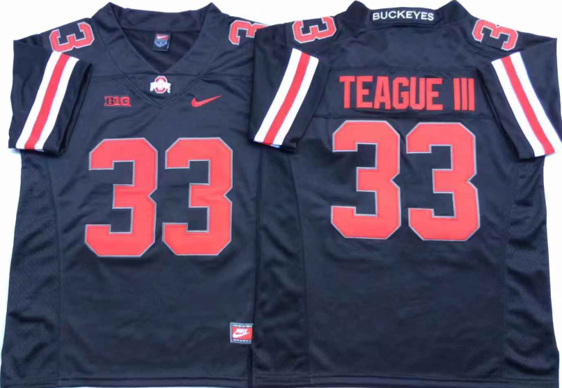 Men's Ohio State Buckeyes Master Teague III Black Player Game Jersey sports jersey product view 1