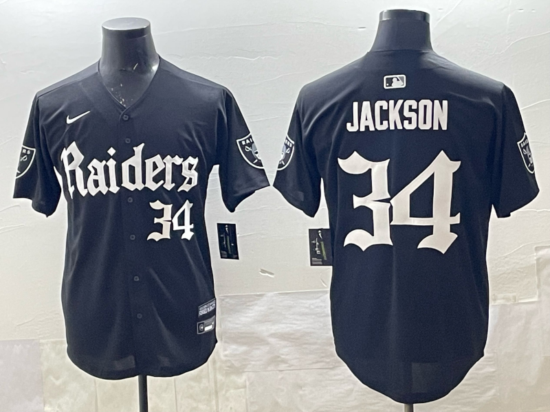 Men's Las Vegas Raiders Bo Jackson #34 Black Team Player Jersey football jersey product view 1