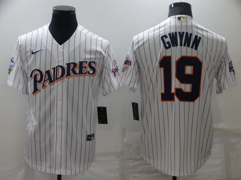 Men's San Diego Padres Tony Gwynn White Replica Team Jersey baseball jersey product view 1