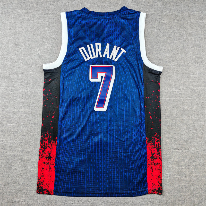 Men's 2024 USA Dream Team Kevin Durant #7 Navy Authentic Player Jersey basketball jersey product view 2